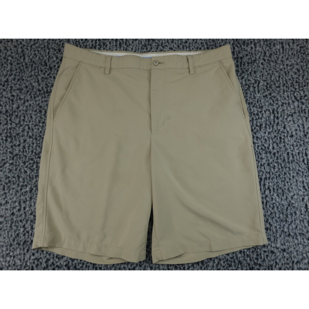 FootJoy Mens Performance Golf Shorts Tan Beige Size 38W Flat Front Tech